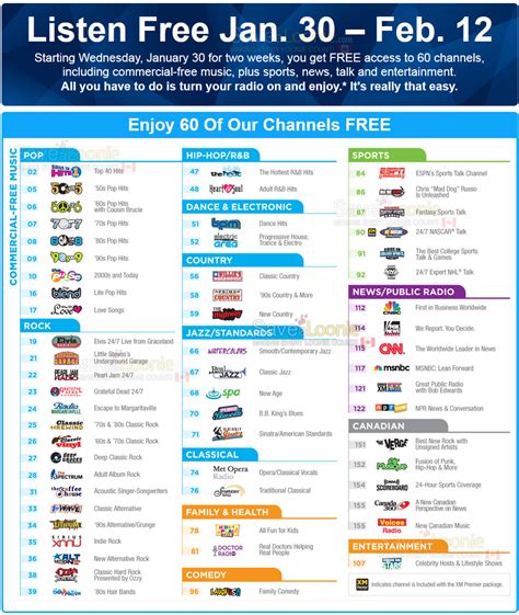 xm radio channel